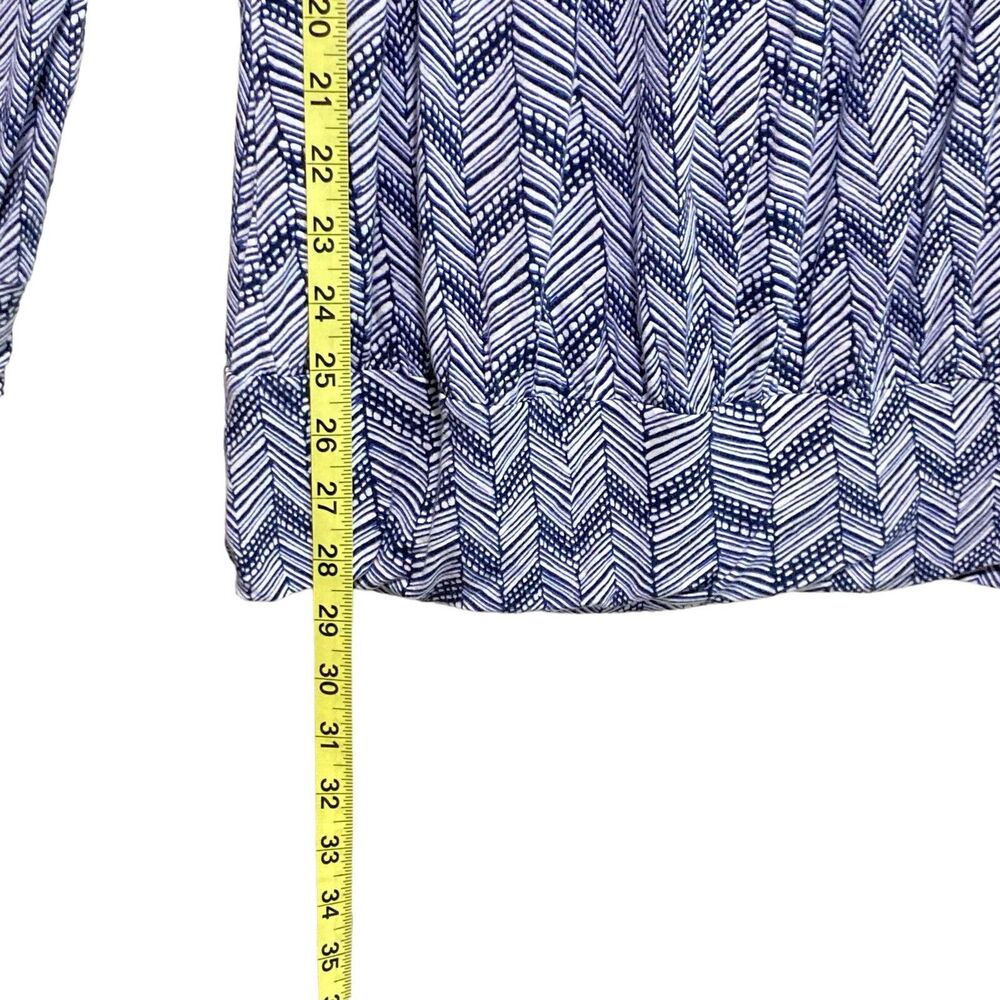 Daisy Fuentes Top Women's Size Large Blue White Loose/Baggy Long Sleeve Knit - Picture 6 of 9